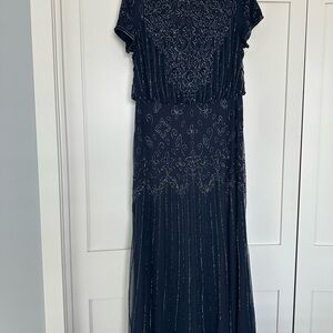 Elegant Navy Beaded Gown